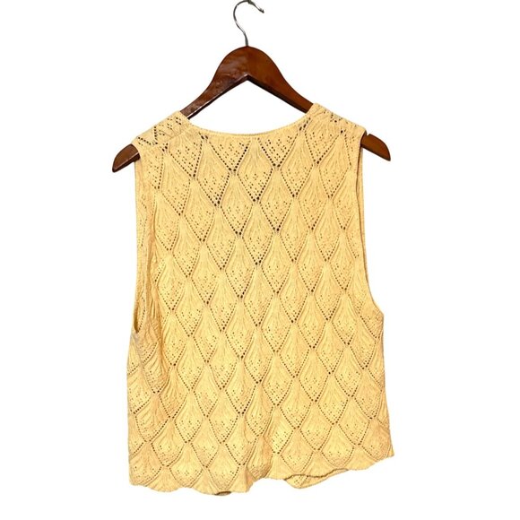 Vintage Cotton Forever Buttercup Yellow Pointelle Knit Vest - Picture 2 of 7